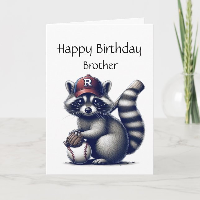 Cartão Jovem Irmão Raccoon Beball Birthday (Frente)