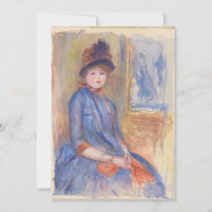 Cartão Jovem Menina em Mola Azul de Vestido por Renoir