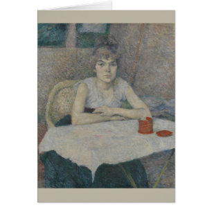 Cartão Jovem mulher em uma Mesa de Henri Toulouse-Lautrec