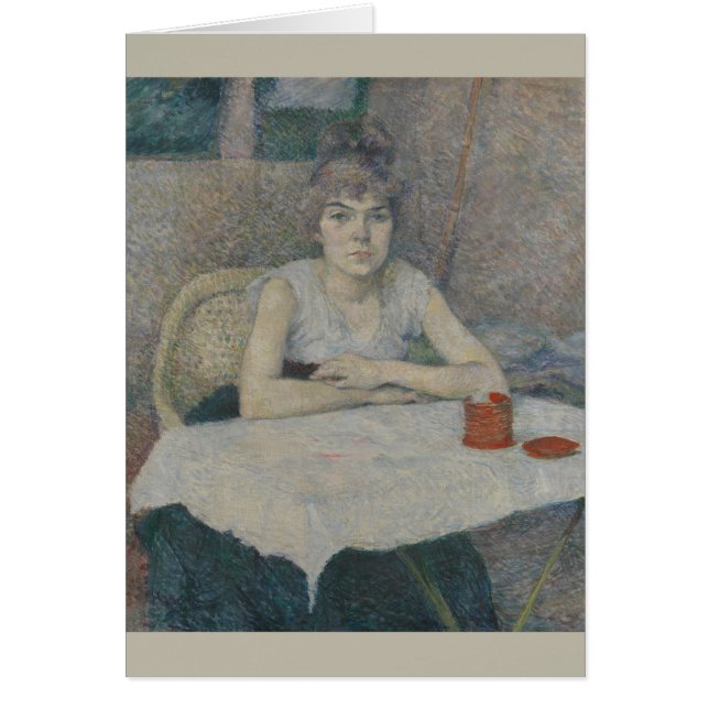 Cartão Jovem mulher em uma Mesa de Henri Toulouse-Lautrec (Frente)