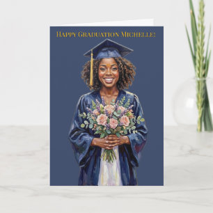 Cartão Jovem Mulher Negra "Celebração de Formatura