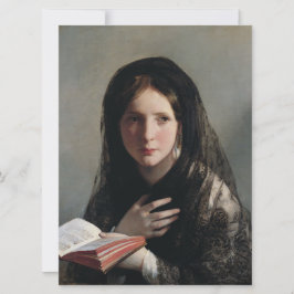 Cartão Jovem Mulher Perdida nos Sonhos (Lendo um Livro)