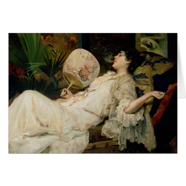 Cartão Jovem mulher que fuma, 1894 (Frente Horizontal)