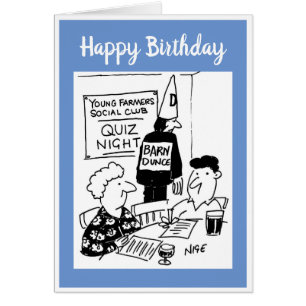 Cartão Jovens fazendeiros Quiz Night Cartoon