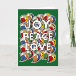 Cartão Joy Peace Love - Custom Background Color & Message