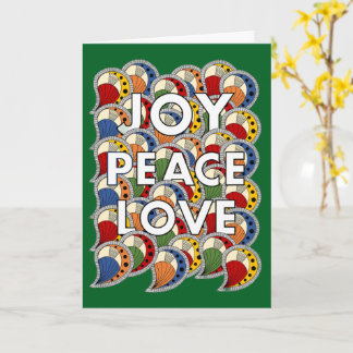 Cartão Joy Peace Love - Custom Background & Message