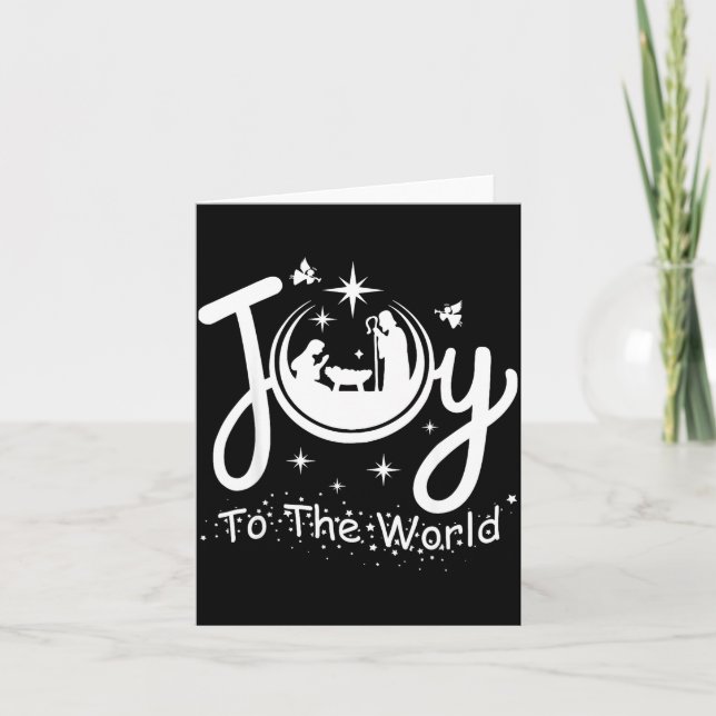 Cartão Joy To The World Jesus Christmas Nativity Scene Fa (Frente)