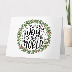 Cartão Joy to the World Watercolor Wreath