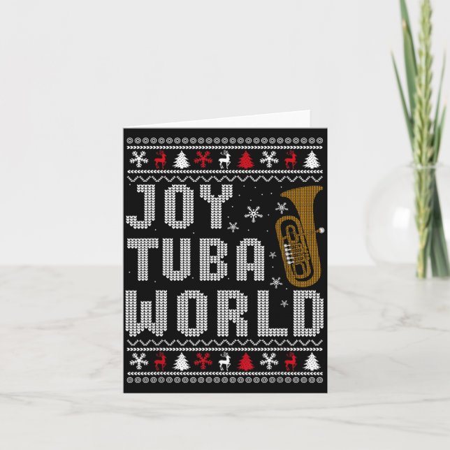 Cartão Joy Tuba World Funny Music Lover Ugly Christmas Sw (Frente)