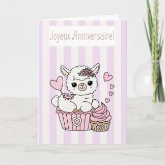Cartão  Joyeux Anniversaire Carte Llama Mignonne Fille