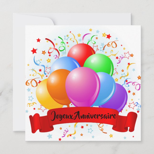 Cartão Joyeux Anniversaire French Birthday (Frente)
