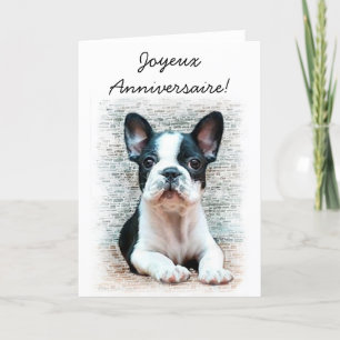 Cartão Joyeux Anniversaire French Bulldog greeting card