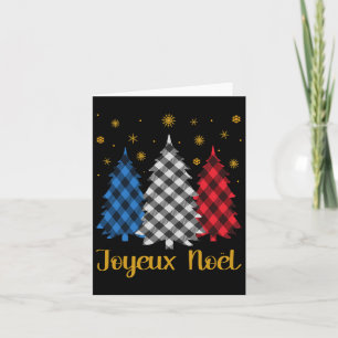 Cartão Joyeux Noel French Flag Feliz Família de Árvores d