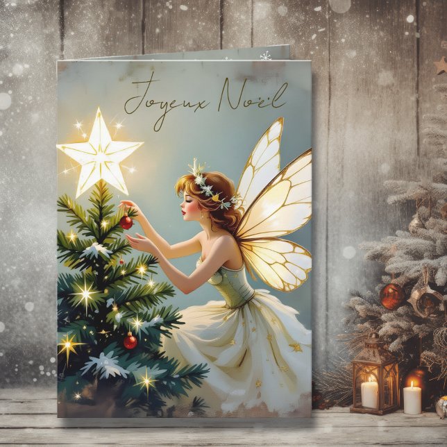 Cartão Joyeux Noël | Pretty Fairy Personalized Christmas (Criador carregado)