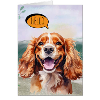 Cartão Joyful Cavalier King Charles Spaniel in Watercolo 