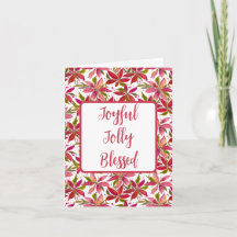 Joyful Jolly abençoou Poinsettia Holiday Card