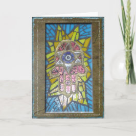Cartão Judaica: Mosaico Hamsa de incandescência w/Star de