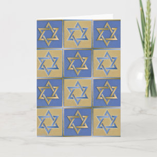 Cartão Judaica Star Of David Metal Gold Blue