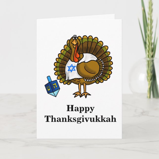 Cartão judaico feliz de Thanksgivukkah Turquia (Frente)