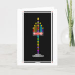 Cartão Judeu Shabbat Shalom Menorah<br><div class="desc">6 chamas desse menorah alegre representando os dias da criação estão apontando para a chama central, que representa o 7 do dia da criação quando Deus viu que tudo que ele tinha feito era muito bom, e ele descansou. É representante do nosso Shabbat, o 7 da semana em que descansamos,...</div>