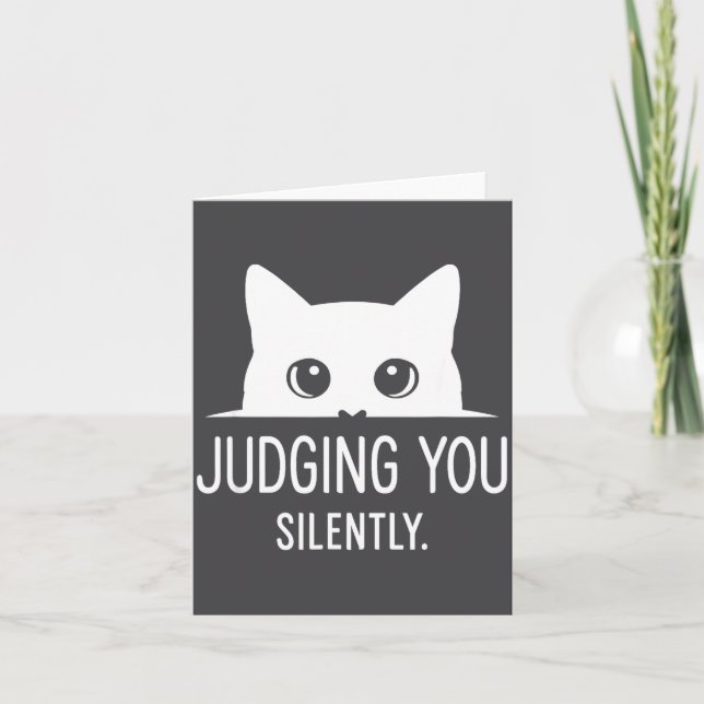 Cartão Judging You Silently - Funny Cat  (Frente)