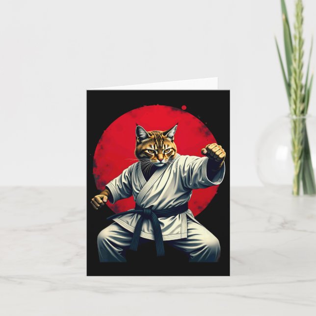 Cartão Judo Karate Cat Para Homens (Frente)