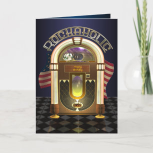 Cartão Jukebox Rockaholic Customizable Greetings Card