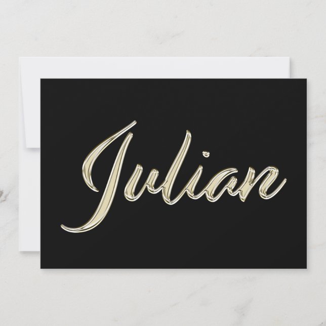 Cartão Julian Name white gold Handwriting Karte (Frente)