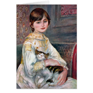 Cartão Julie Manet (criança com gato) Renoir