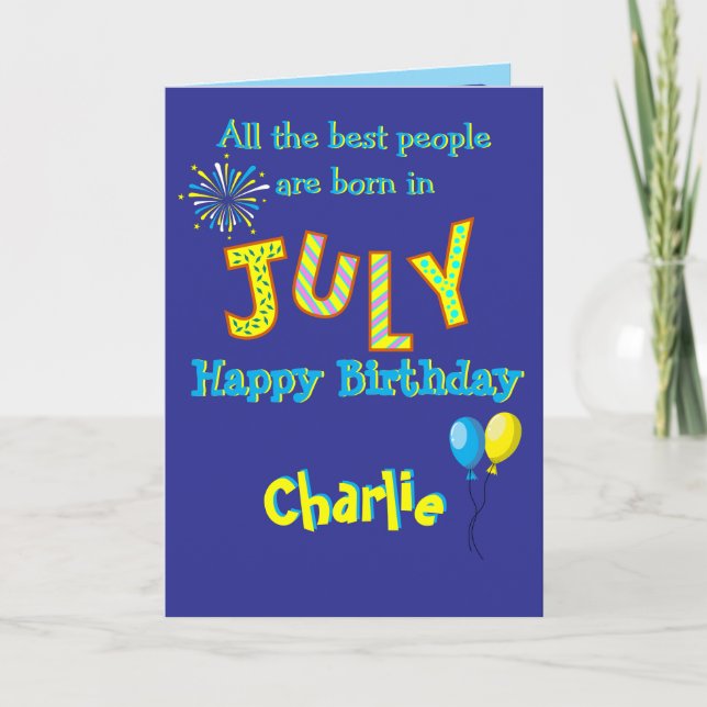Cartão July Birthday Folded Greeting Card (Frente)