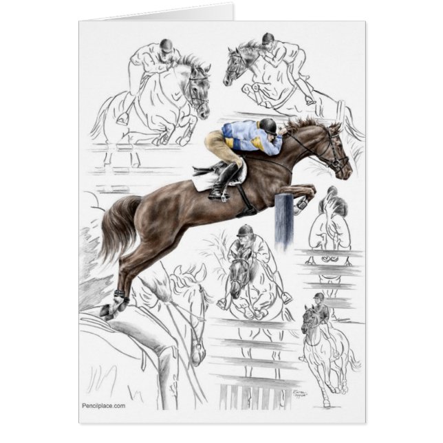 Cartão Jumper Horses Fences Montage (Frente)