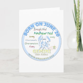 Cartão June 20 Birthday - Gemini