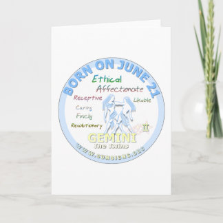 Cartão June aniversário de 21 anos - Gemini