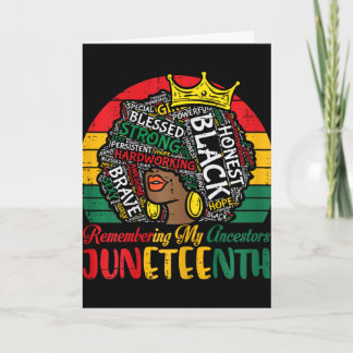 Cartão Juneteenth Afro Mulher Lembrando Ancestrais Menina