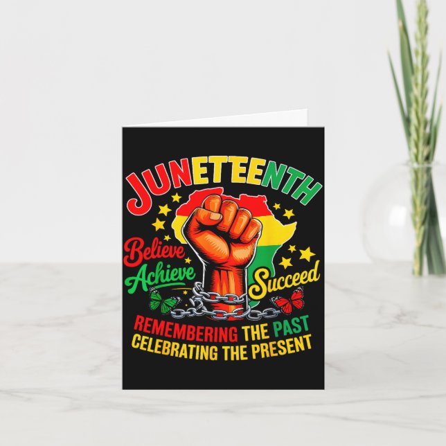 Cartão Juneteenth é dia da independência acredite alcança (Frente)