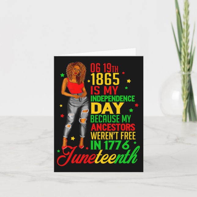 Cartão Juneteenth é meu dia da independência Mulheres neg (Frente)