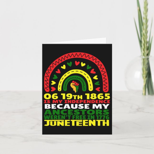 Cartão Juneteenth É Meu Dia da Independência Rosa Chuva P (Frente)