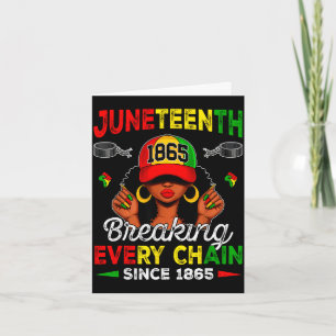 Cartão Juneteenth quebrando todas as correntes 1865 afro