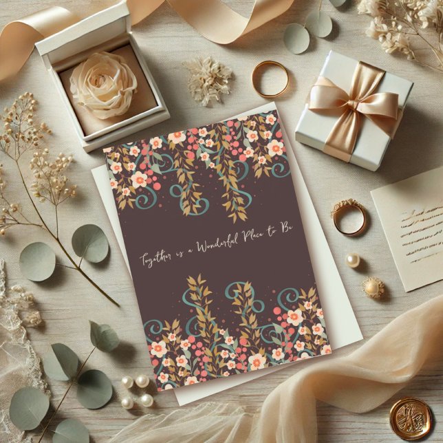 Cartão Juntos Citação Bonito Elegante Floral (Criador carregado)