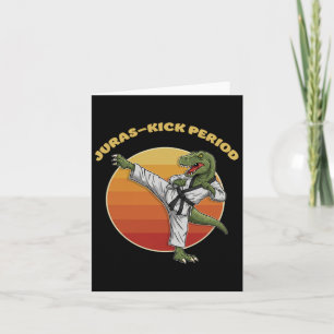 Cartão Juras chuta Arte Marcial Engraçado Karate Dinosa