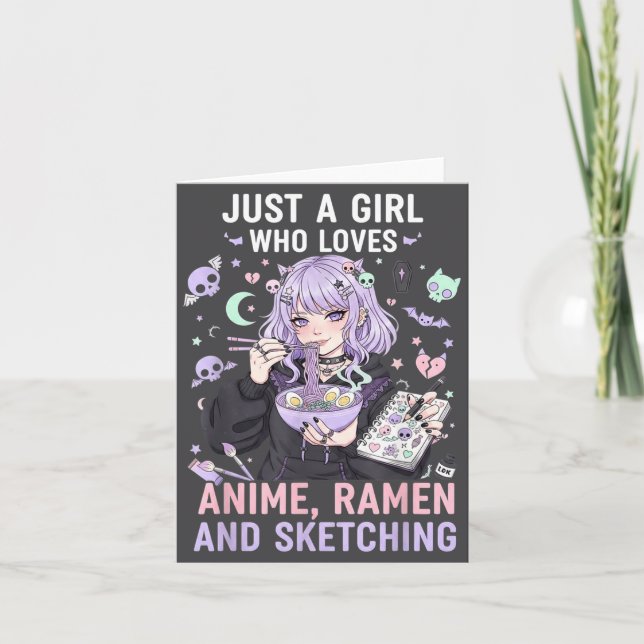 Cartão Just A Girl Who Loves Anime Ramen And Sketching Ma (Frente)