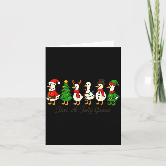 Cartão Just A Jolly Cute Goose Funny Merry Goosemas Chris (Frente)