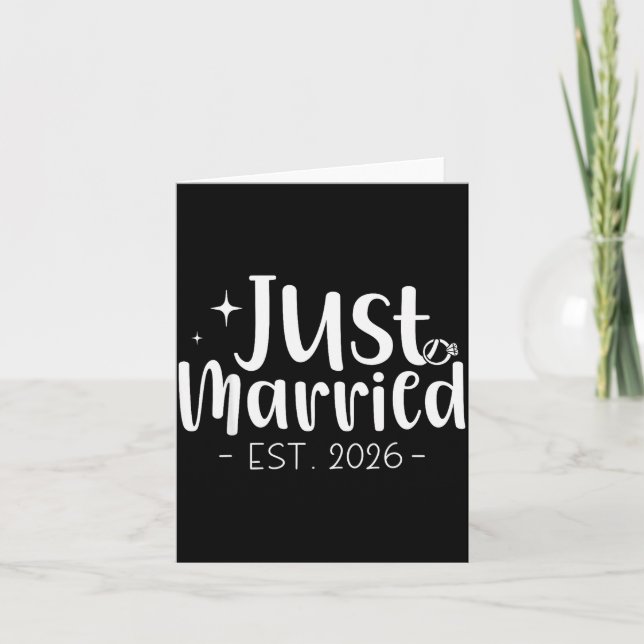 Cartão Just Married 2026 Honeymoon Wedding Couples Fiance (Frente)