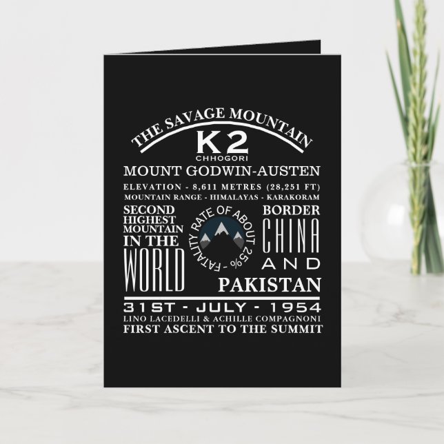 Cartão K2, informações sobre expedição de montanha (Frente)