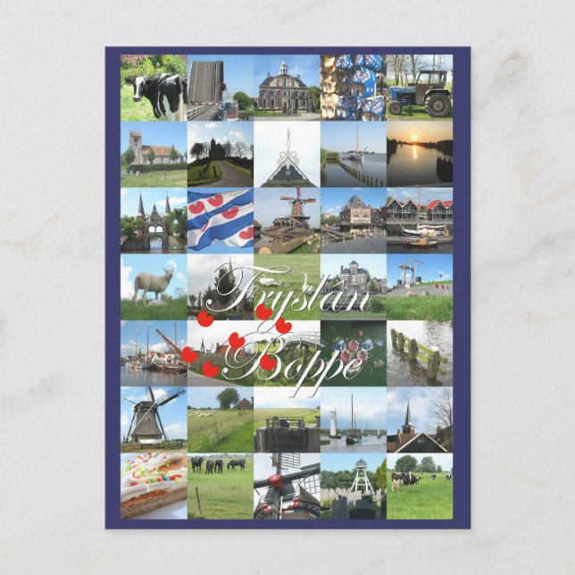 Cartão Kaart da foto de Fryslân Boppe Friesland (Frente)