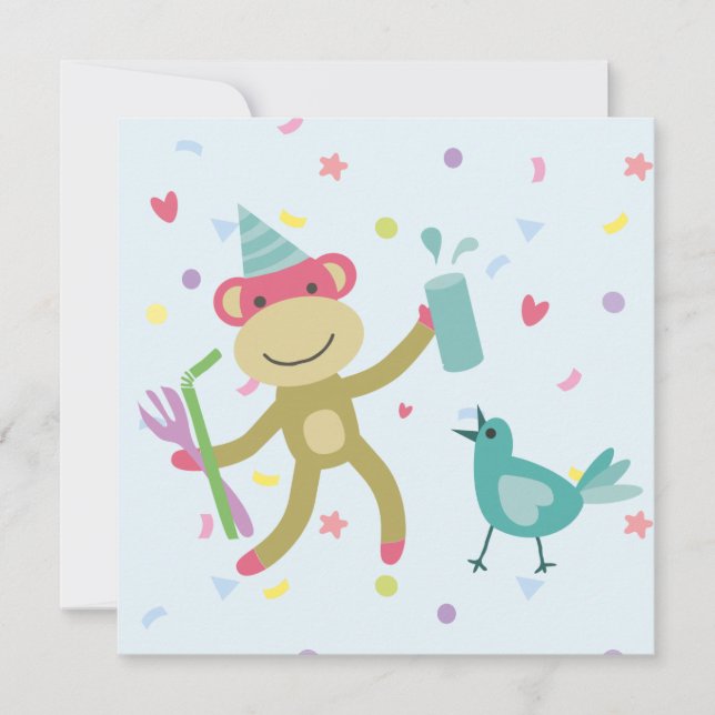 Cartão kaart felicitatie aapje (Frente)