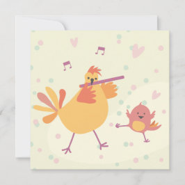 Cartão kaart felicitatie kip met dwarsfluit