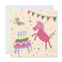 kaart verjaardag paardje met taart