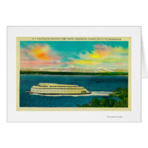 Cartão Kalakala Ferry, Puget Sound, Montanhas Olimpiadas