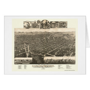 Cartão Kalamazoo, mapa panorâmico do MI - 1883
